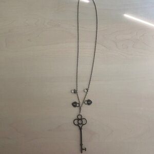 New “Key to Your Heart” Handmade Key Necklace w/ Heart Key & Gemstone Charms